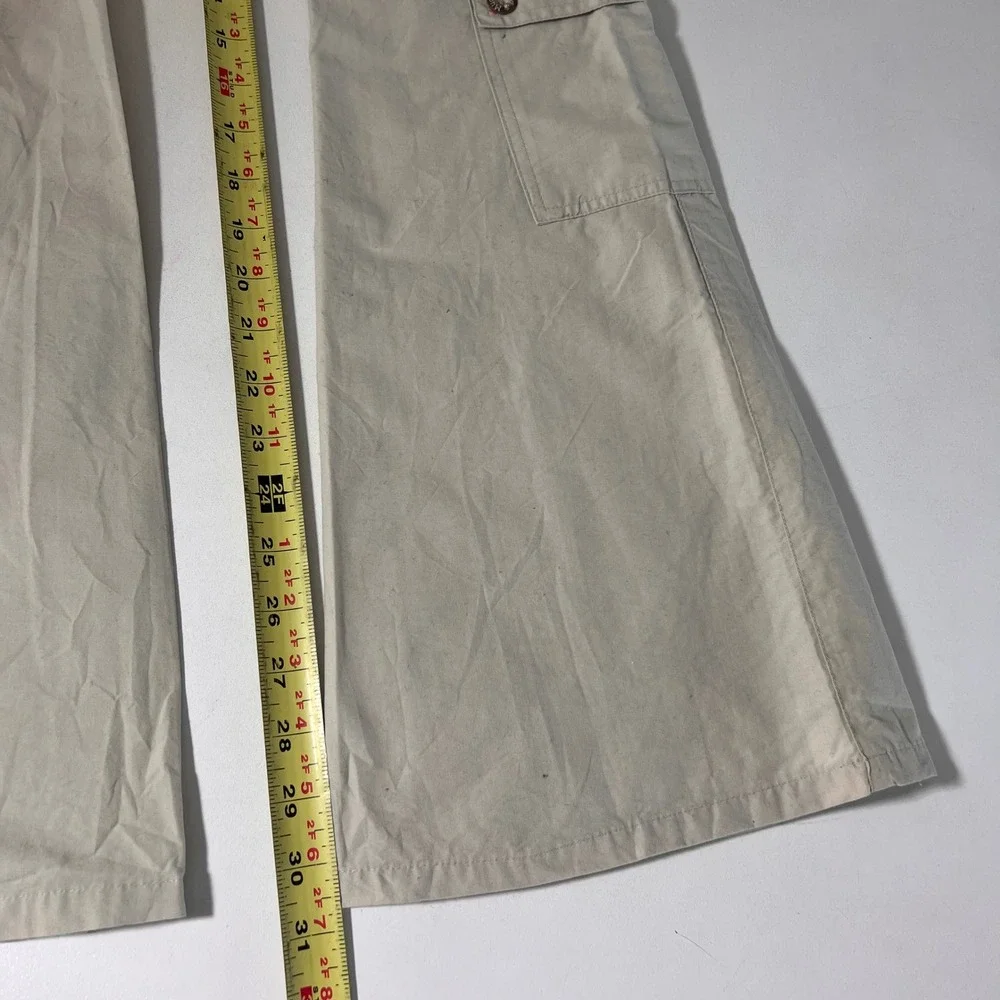Vintage Mudd Cargo Pants Womens 1 Khaki Low Rise Flare Leg Multiple Pockets‎ Y2K
